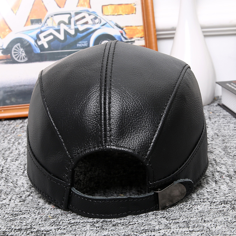 Men's leather baseball cap