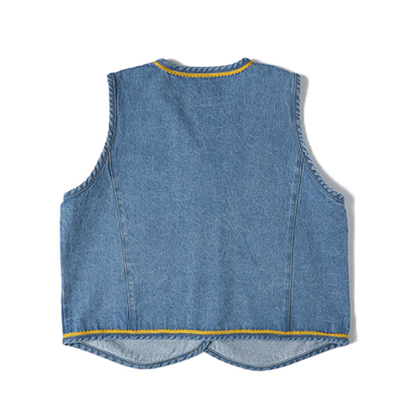 Collarless cowboy vest for women