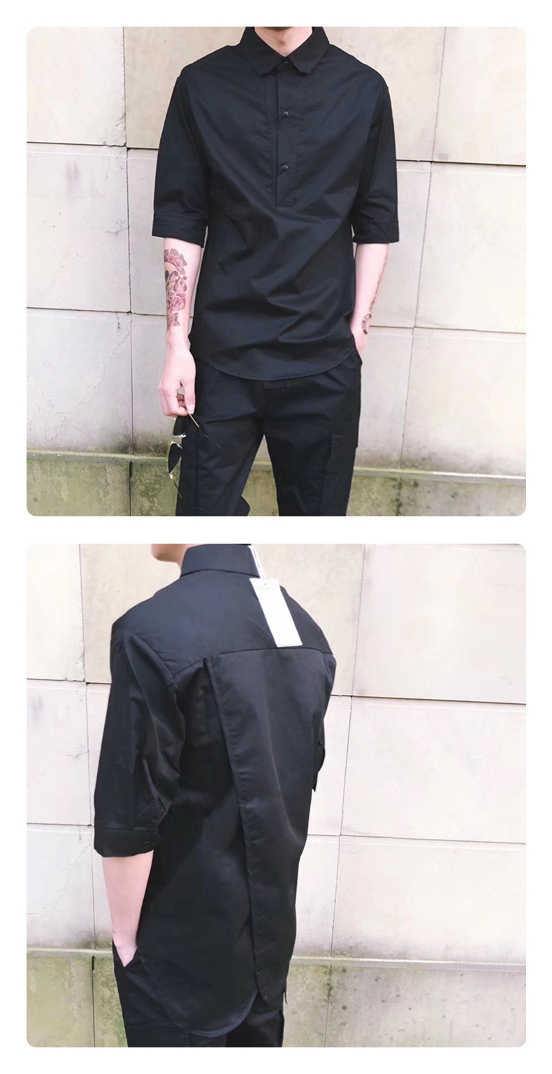 قميص رجالي بفتحة قصيرة ونحيف