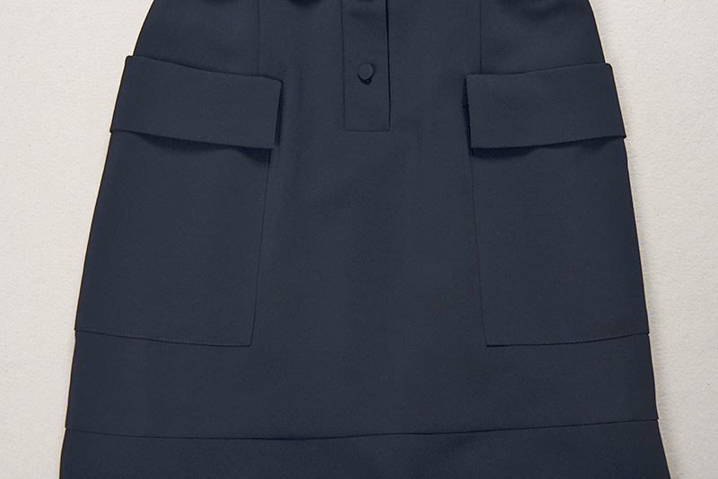 Women's lapel sleeveless belt fishtail dress