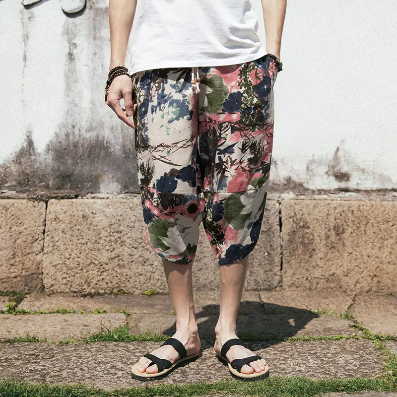 Men's loose cotton and linen slacks