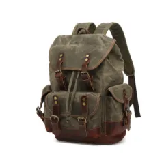 Wear-resistant canvas backpack - Tan - View 1
