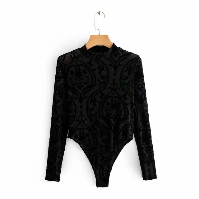 New sexy stand collar gold mesh bodysuit Black - Shop at LoveMi