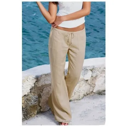 Women's loose trousers with pockets Khaki - Shop at LoveMi