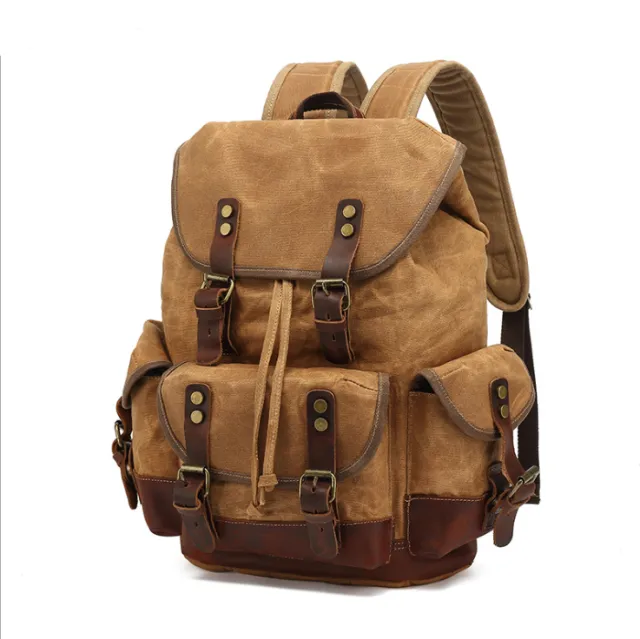 Wear resistant canvas backpack Khaki - Shop at LoveMi