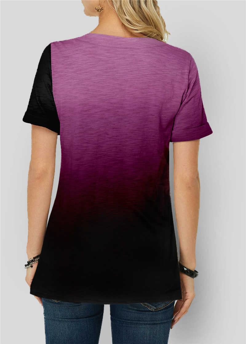 Women's knitted gradient short sleeves