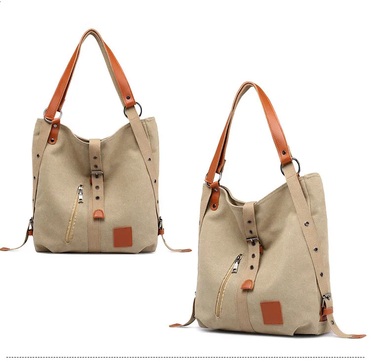 Multifunctional triple bucket oblique backpack - Khaki