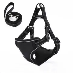 Vest-style dog walking rope rope - Black - View 1