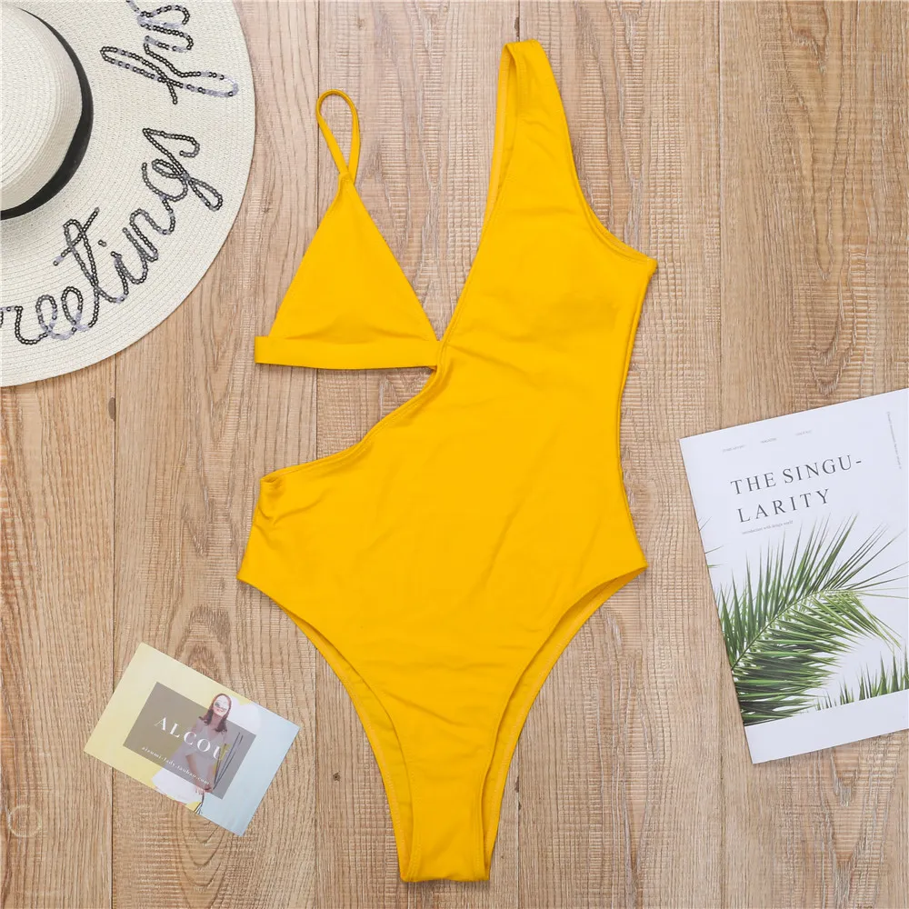 Triangle cup sexy swimsuit bikini - Yellow