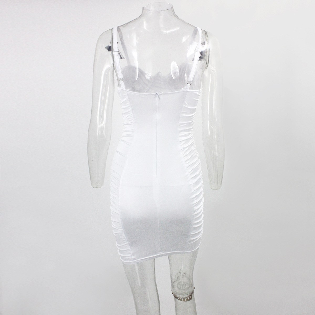 Pleated dress with suspenders