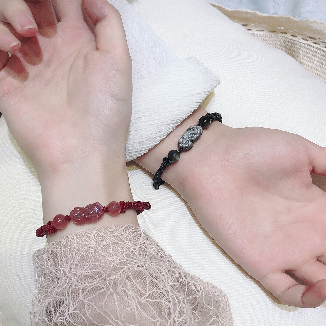 Couple brave braided crystal bracelet