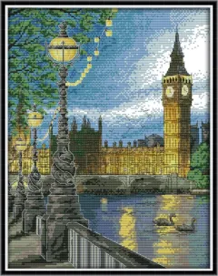 Night view of London bell tower with cross stitch - London Bell Tower - View 1