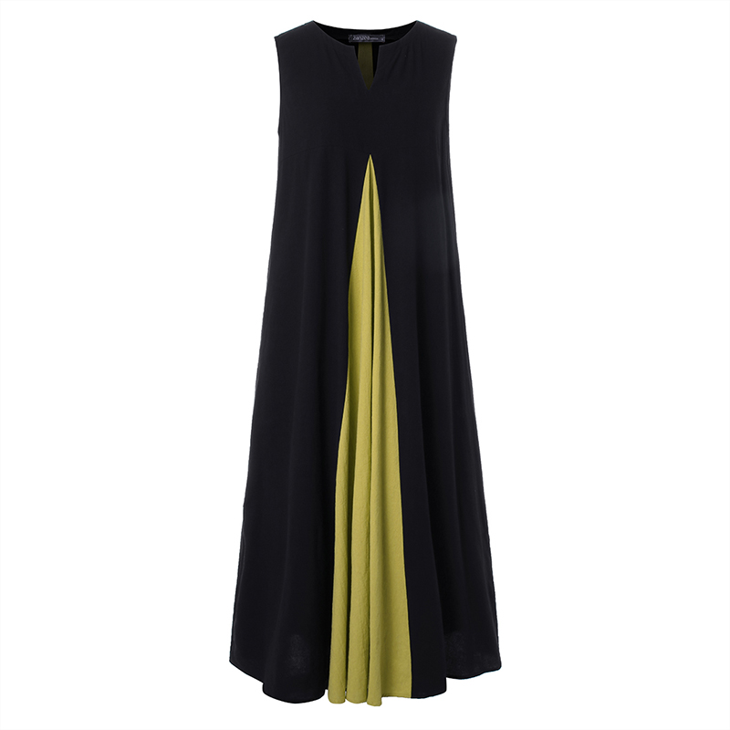 Colorless color-block sleeveless dress