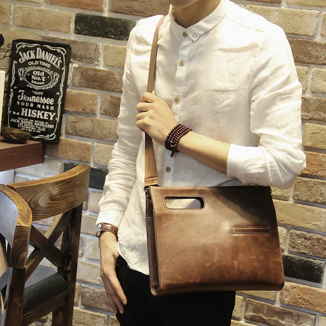 Soft side horizontal square shoulder bag Brown - Shop at LoveMi