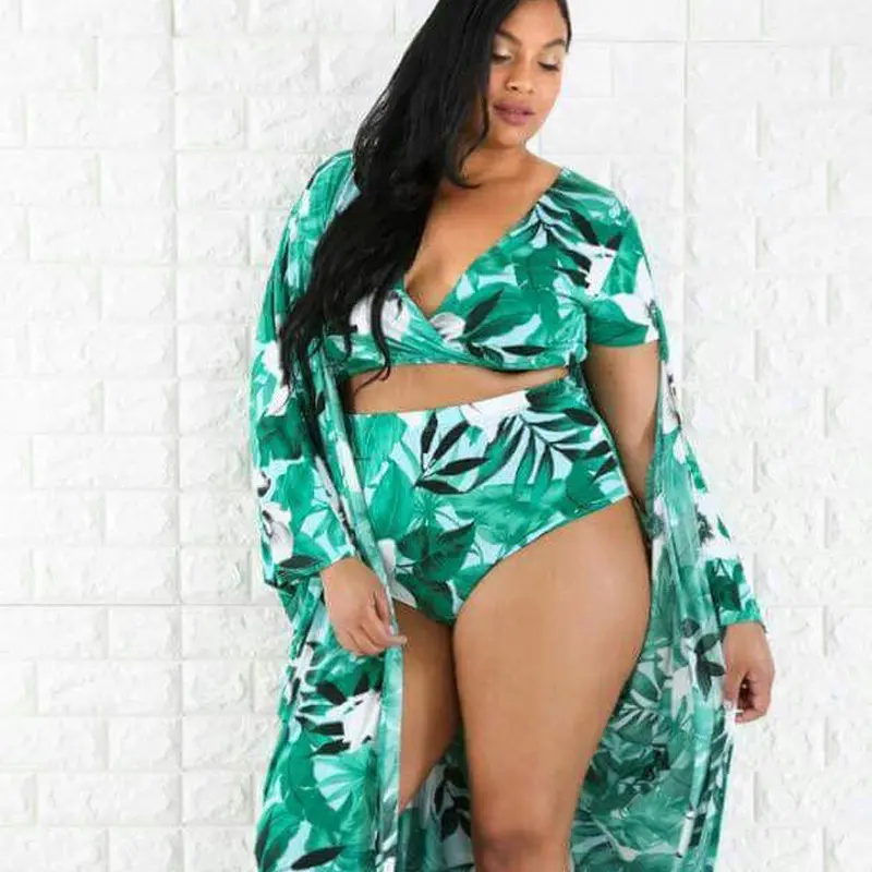 Split Swimsuit Veil Plus Size