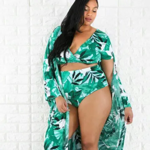 Split Swimsuit Veil Plus Size