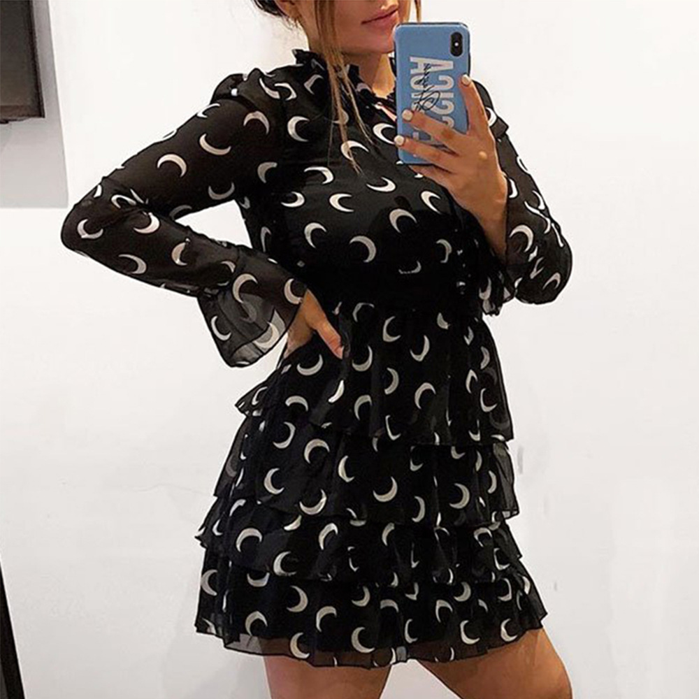 Fungus crescent chiffon dress