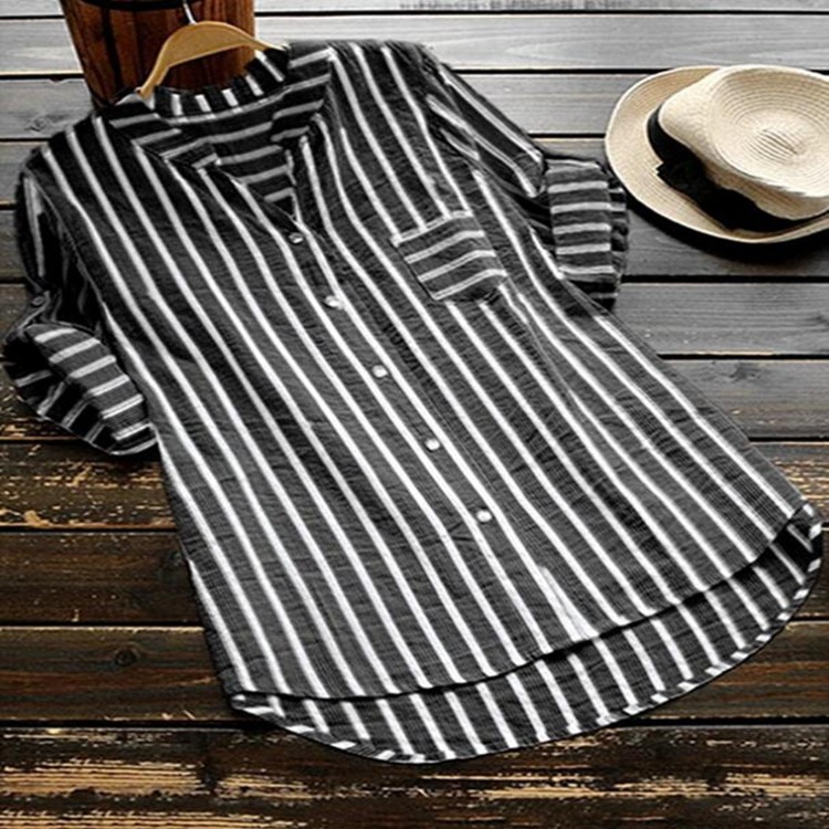V-neck stripe women's shirt
