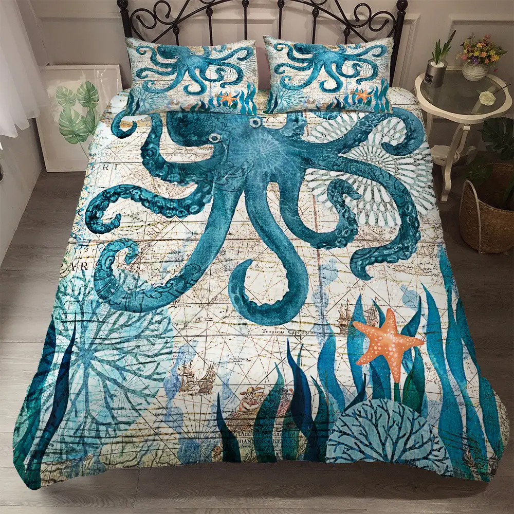 Three piece marine animal bedding set