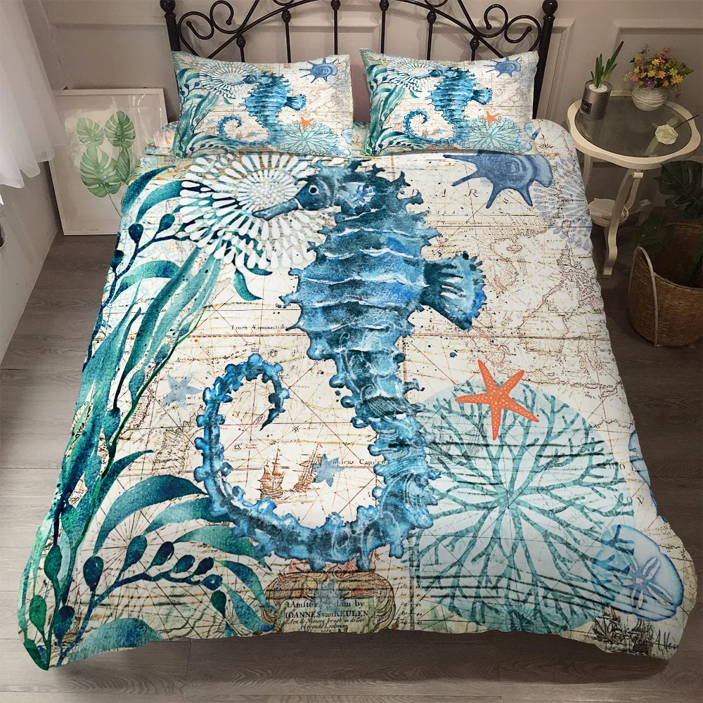 Three piece marine animal bedding set - Hippocampus