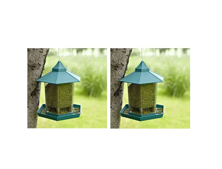 Outdoor Balcony Waterproof Hanging Bird Feeder - Green 2Pcs