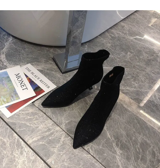 High heel pointed fashion boots Black - Shop at LoveMi