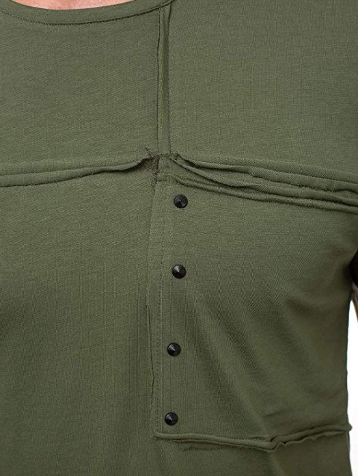 Round neck casual men's solid color