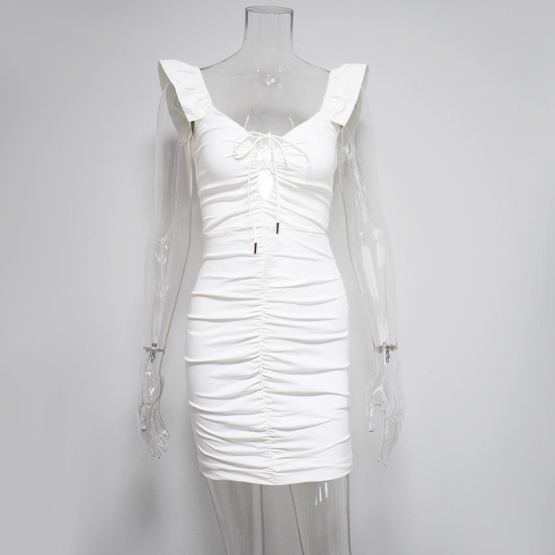 Solid color lace dress