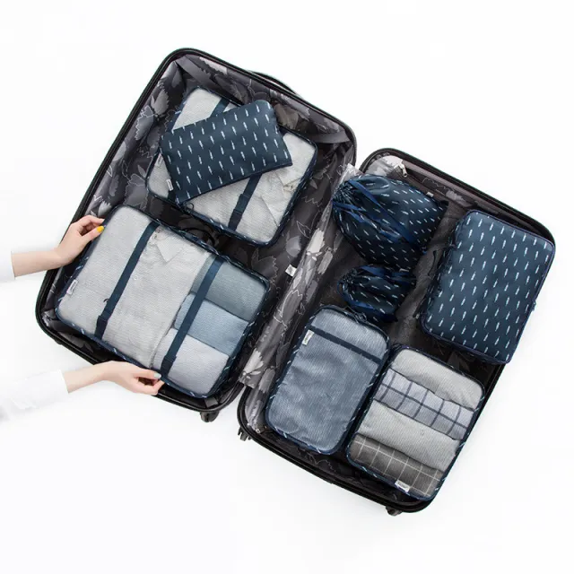 8 piece waterproof folding travel storage bag Navy Blue - Shop at LoveMi