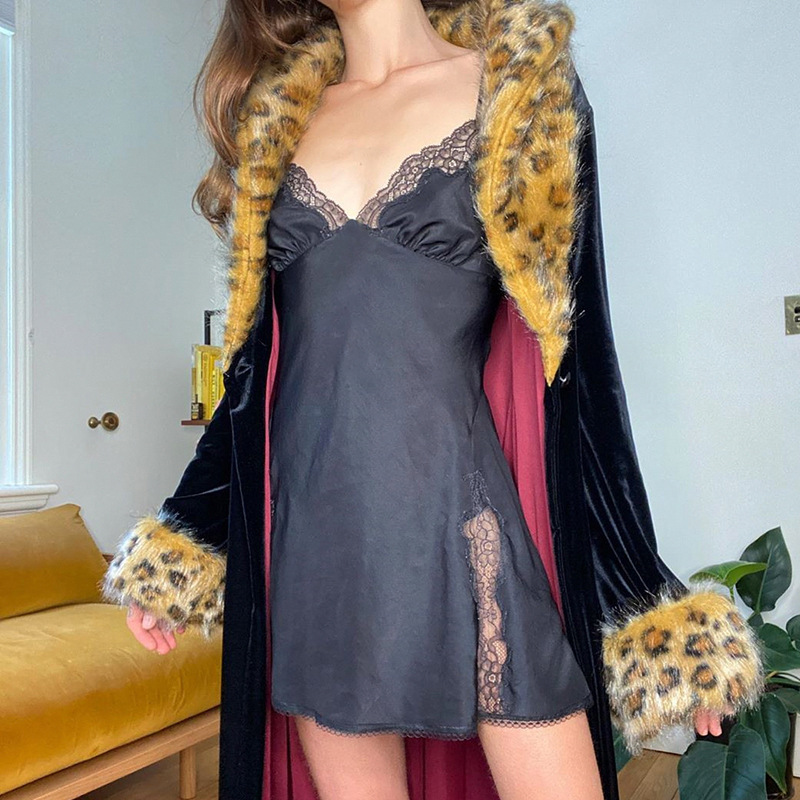 Nightdress Strap V-neck lace cutout