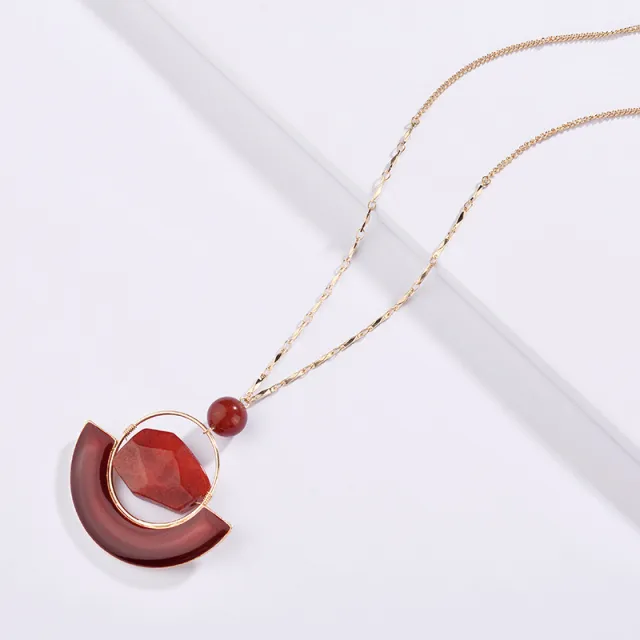 Irregular stone fan necklace Red - Shop at LoveMi