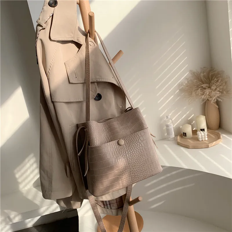 Vintage portable bucket bag - Khaki