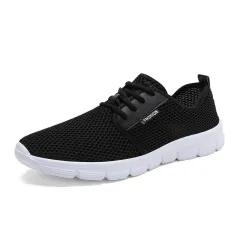 Casual wild running net shoes men's sports shoes - Black - View 1