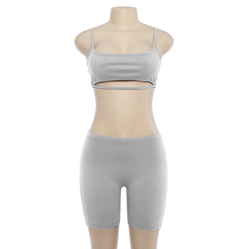 Hollow sling high waist hot pants two-piece suit