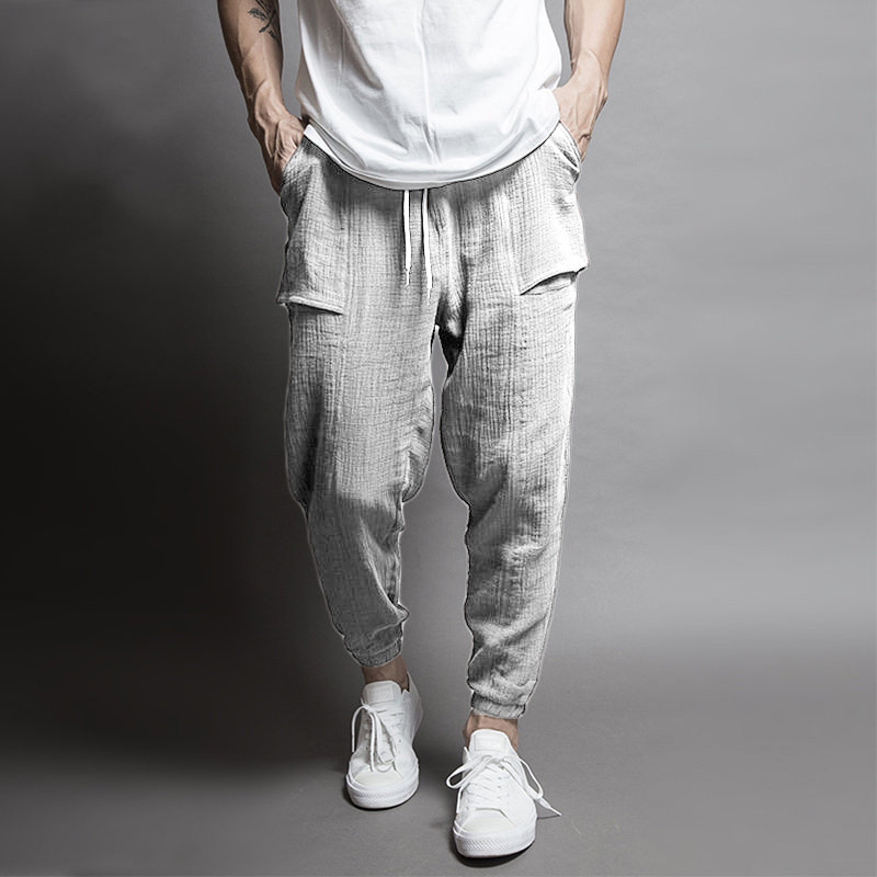 Casual double-layer wrinkled color beam leg pants