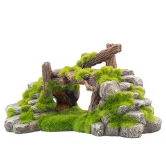 Flocking resin aquarium made of landscape stone decoration - Green - View 1