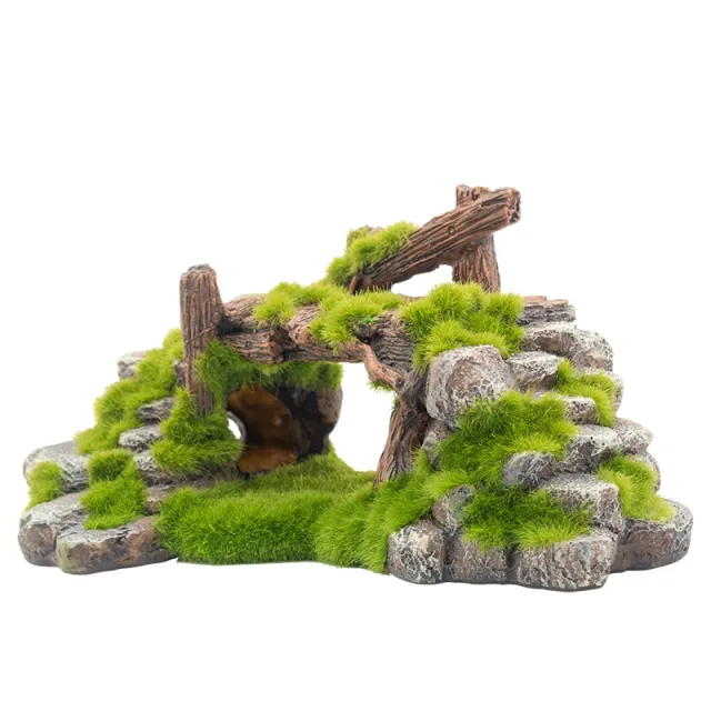 Flocking resin aquarium made of landscape stone decoration Green - Shop at LoveMi