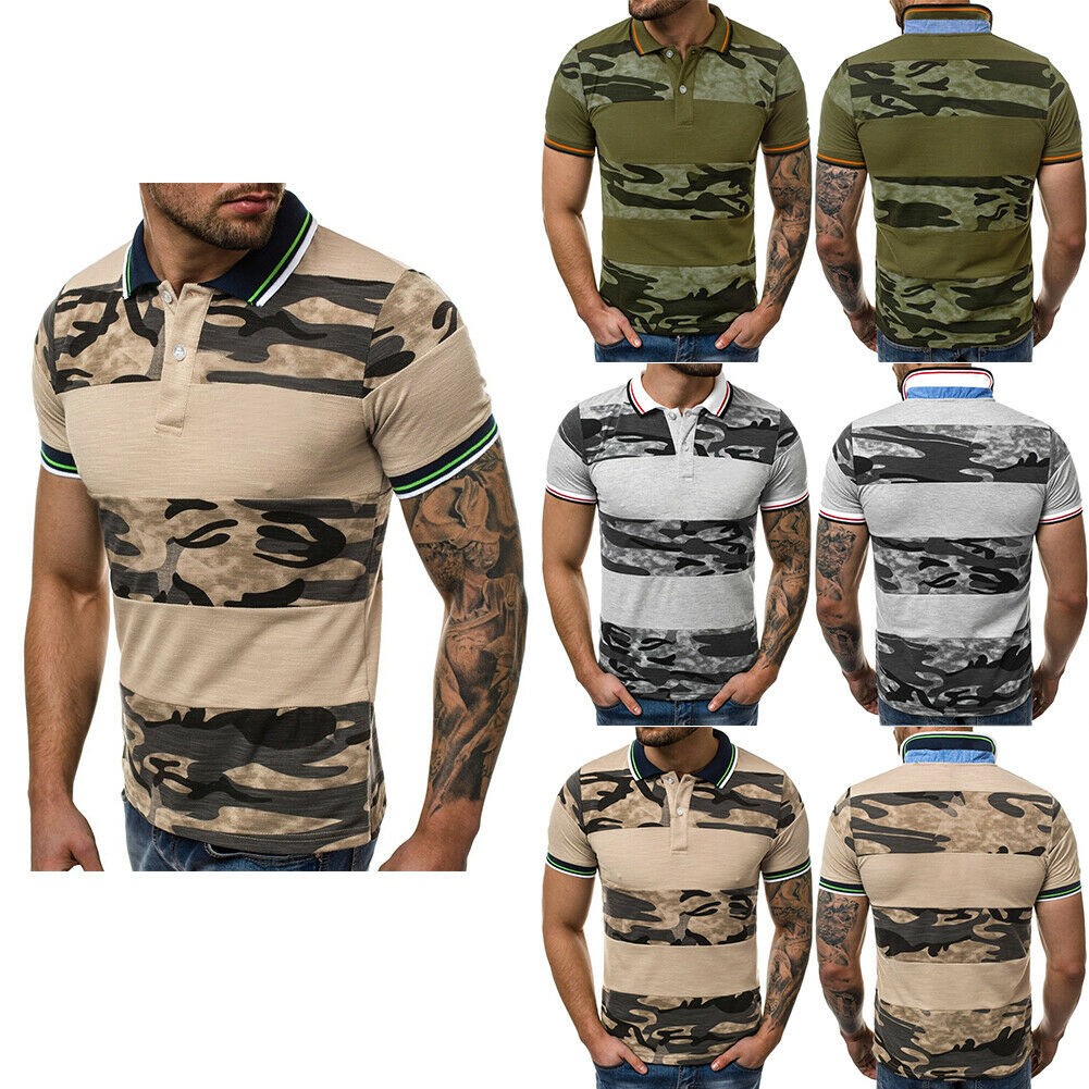 Casual camouflage stitching short sleeve T-shirt