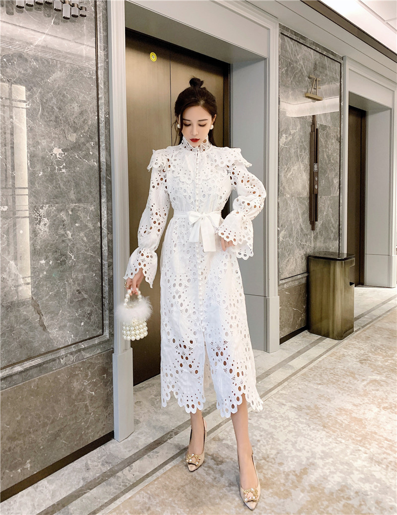 Lace turtleneck long sleeve dress