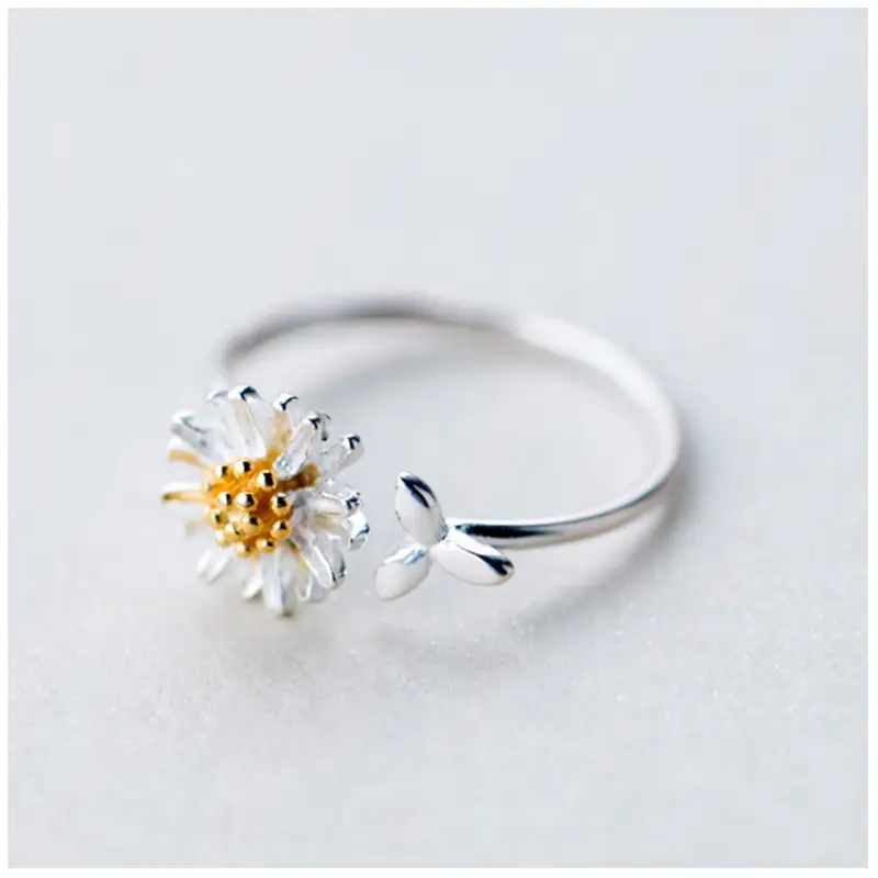 S925 Daisy small leaf ring