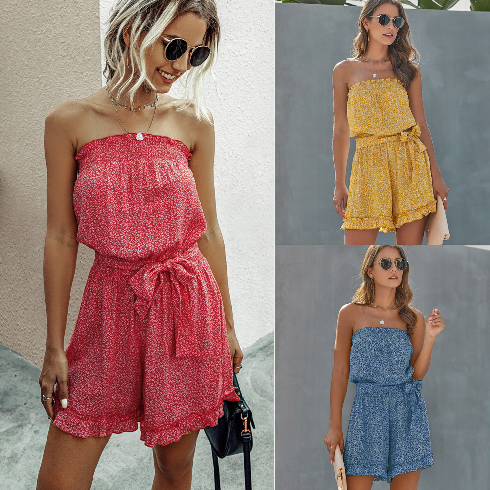 Women's printed bra one piece shorts