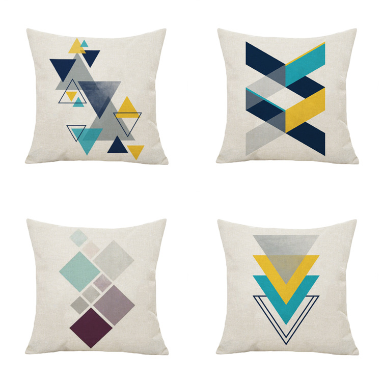 Geometric abstract lattice linen pillow set