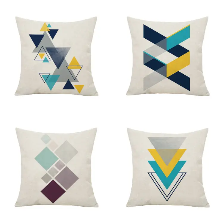 Geometric abstract lattice linen pillow set