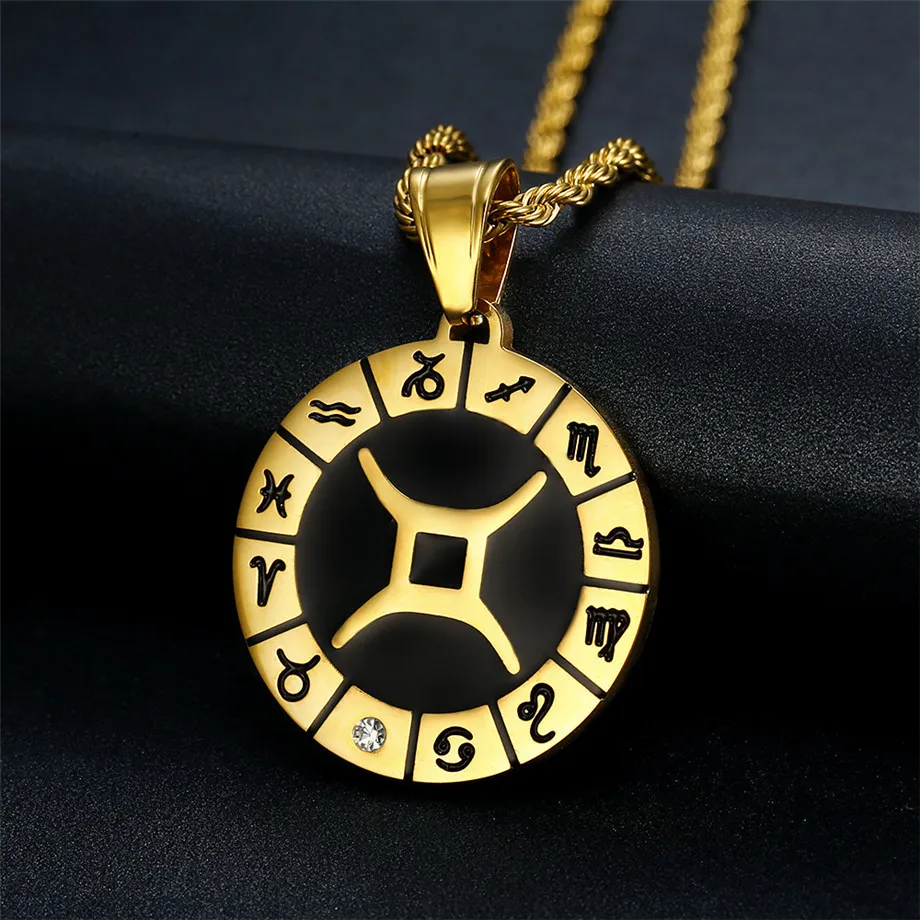 Titanium Gold Pendant Constellation - Gemini
