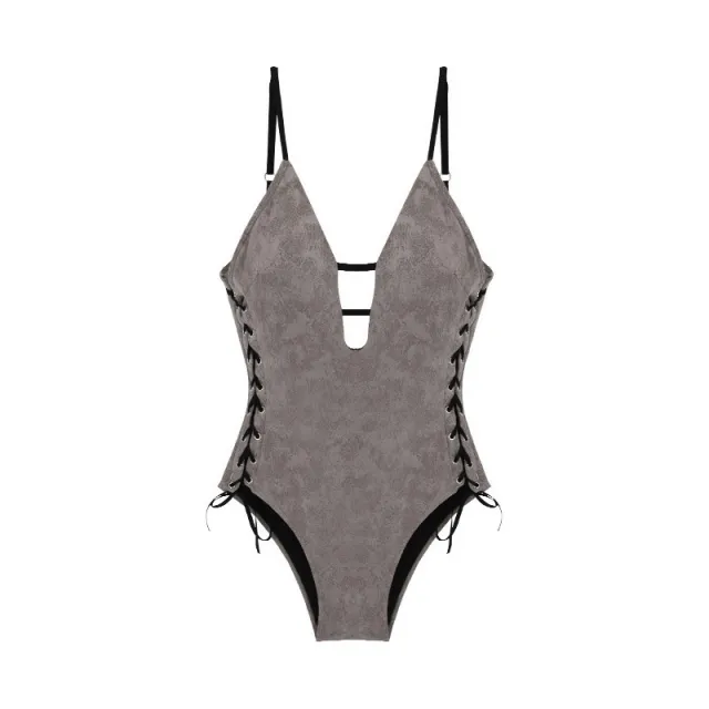 Retro triangle swimsuit Grey - Shop at LoveMi