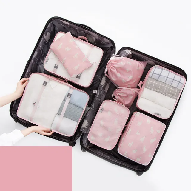 8 piece waterproof folding travel storage bag Pink - Shop at LoveMi