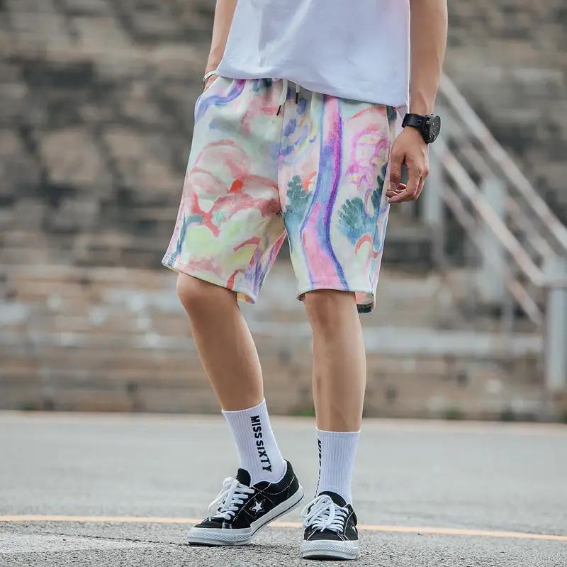 3D oil painting printed harem pants