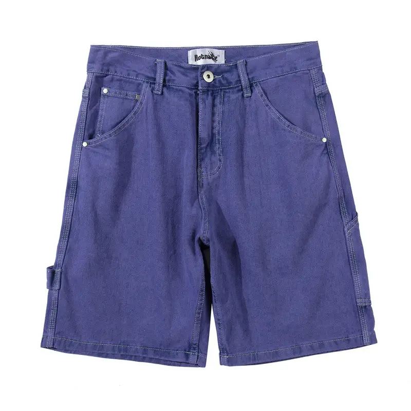 Distressed washed denim shorts