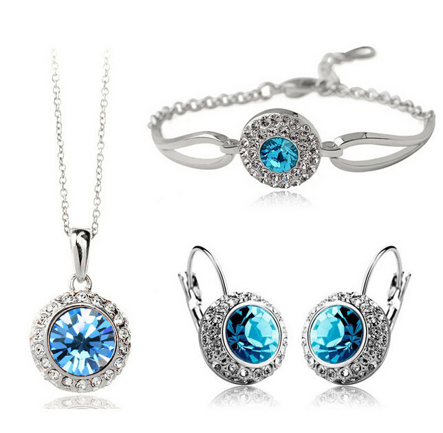 Grüner Stein Halskette Armband Ohrring Schmuck Set - Bild 6 von 8