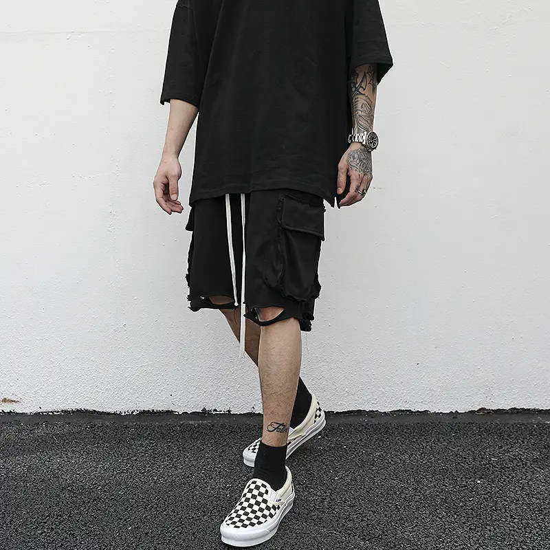 Dark mourning line loose pants